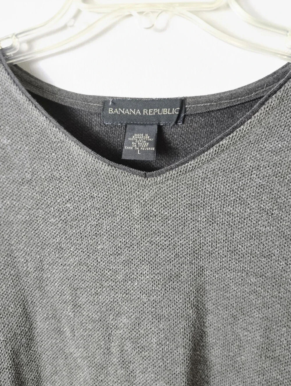Banana Republic Mens Cotton Textured V Neck Sweater Gray Casual Travel Outdoor L